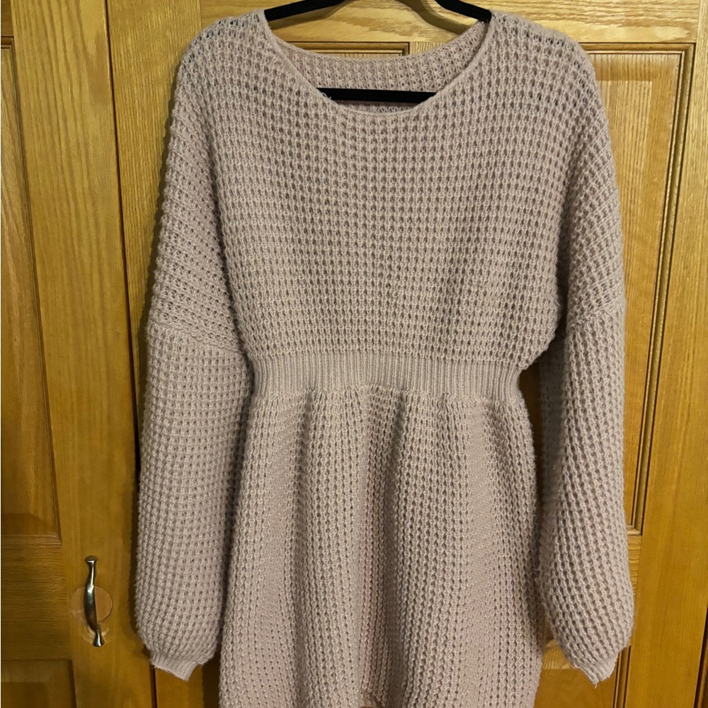 SHEIN Pink Knit Mini Dress- dusty pink